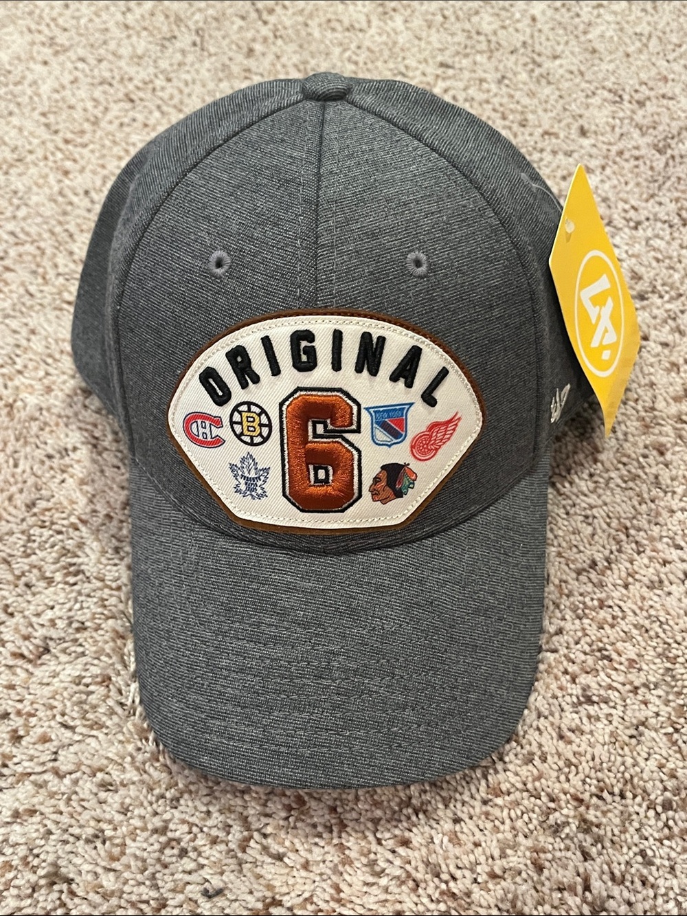 Gray NHL 'Original 6' Patch Baseball Cap